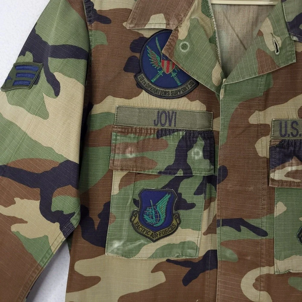 Air Force Military Jacket Wing Combat Coat S Camo Pockets